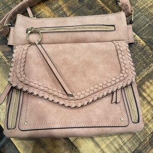 Zip Closure Woven Braid Crossbody Bag